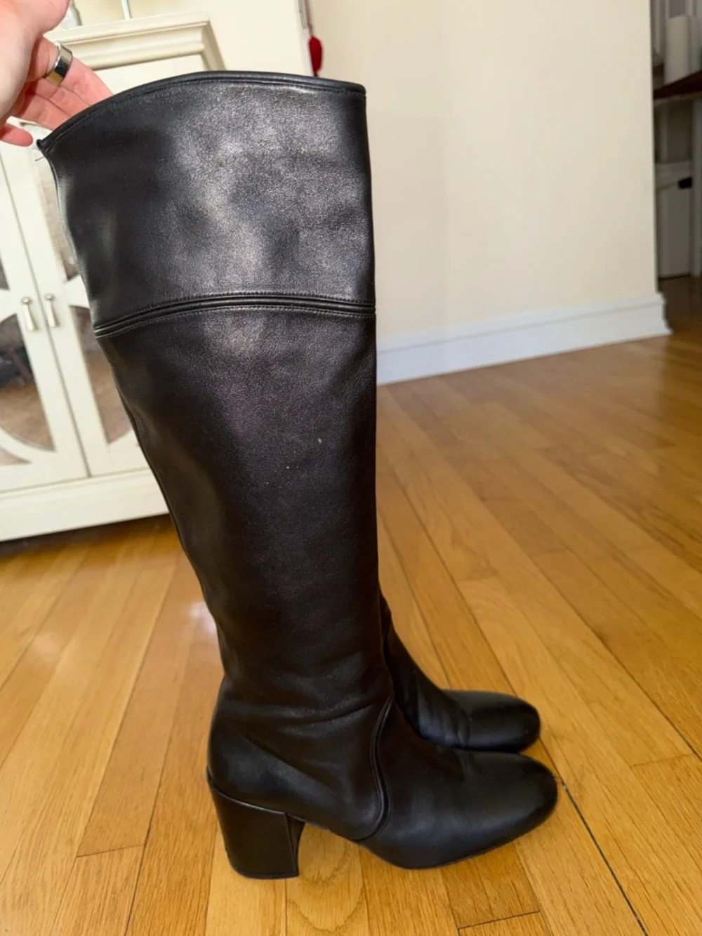Stewart Weitzman Black Over-the-Knee Women’s Leather Boots - Size 9